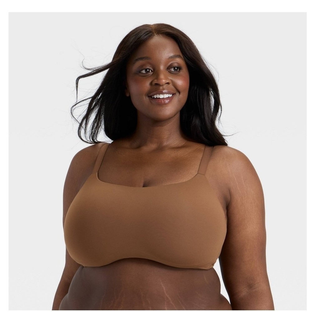 Auden Bonded Microfiber Padded Scoop Bralette XXL Brown 38DDD 42D 40DD - Picture 6 of 6